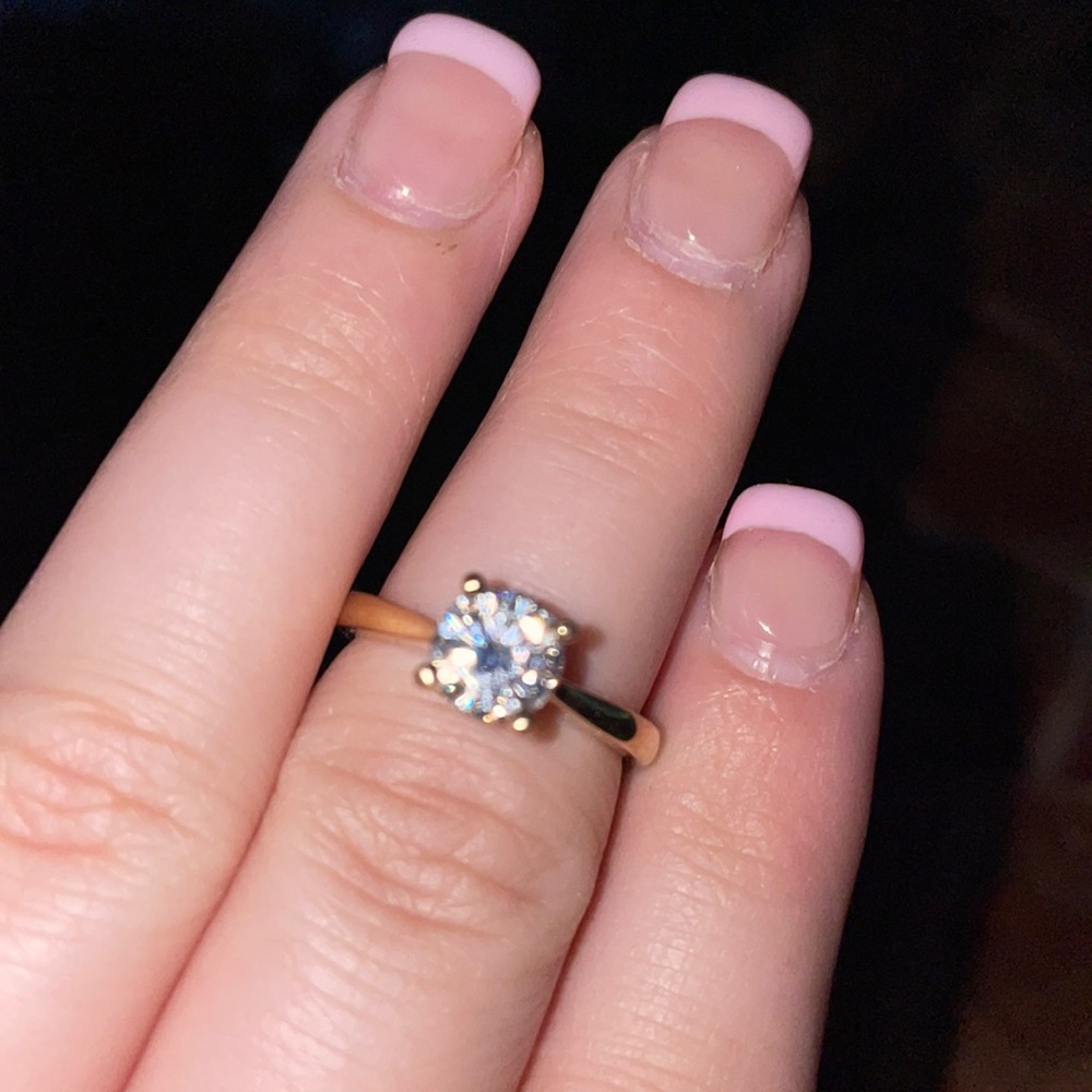 1 ct charles and colvard engagement ring in yellow gold
